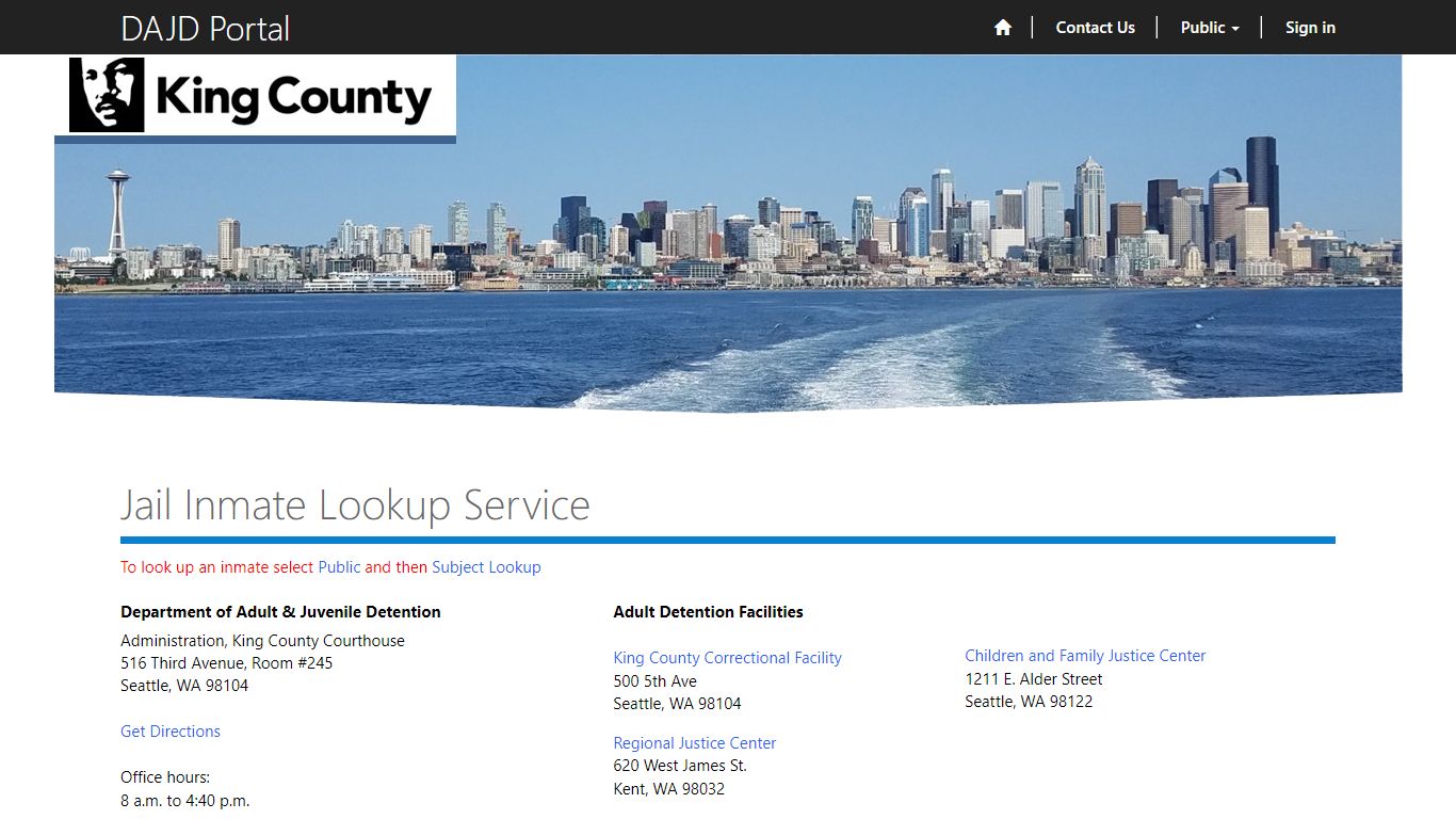 King County, Washington - Jail Inmate Lookup Service