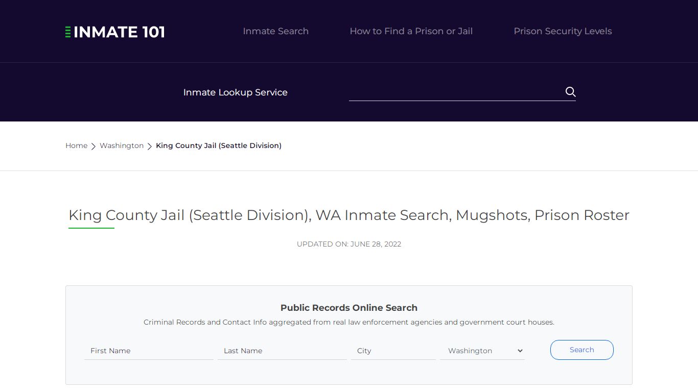 King County Jail (Seattle Division), WA Inmate Search ...